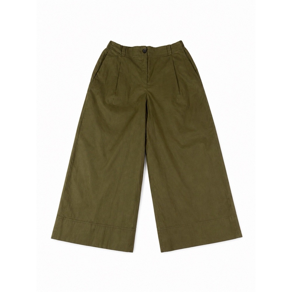Peter O Mahler Lagenlook Wide Leg Crop Dark Green  Pants Sz 3 (large) Germany